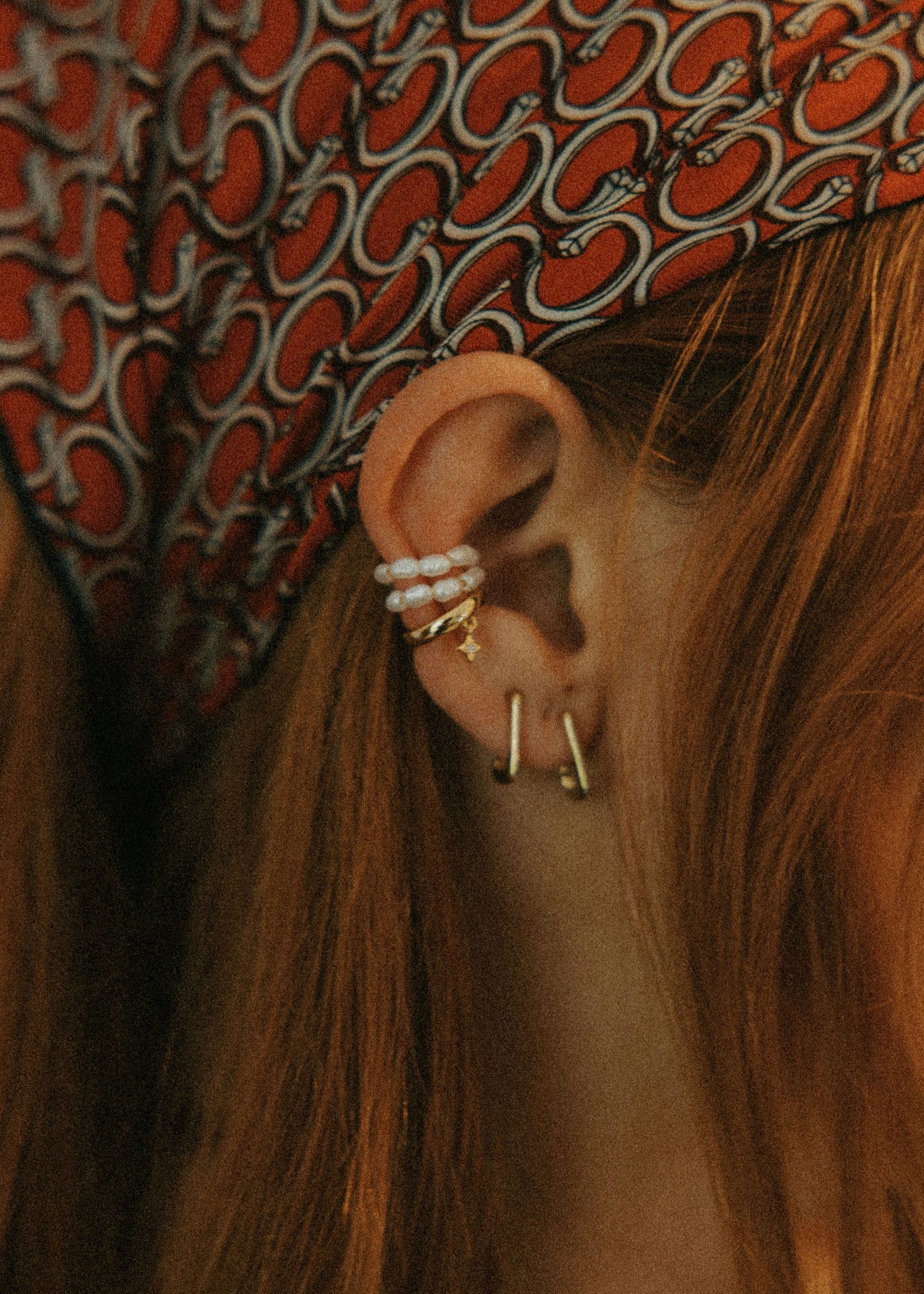 June Ear Cuff - Freshwater Pearl in Yellow Gold