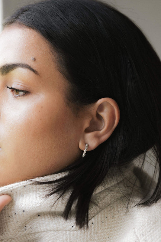 Mae Clip On Hoops - White Gold