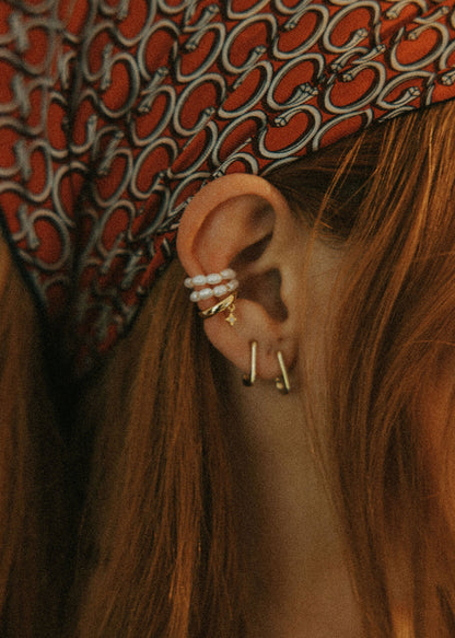 June Ear Cuff - Freshwater Pearl in Yellow Gold